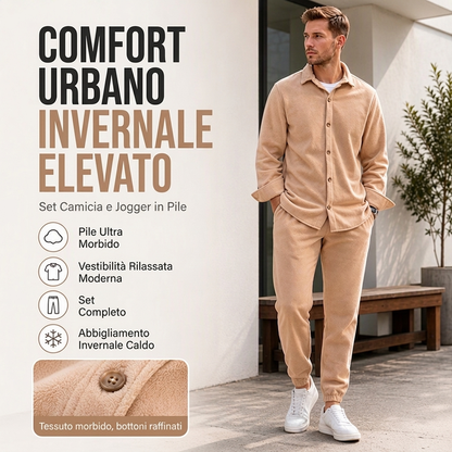🔥SCONTO DEL 50%! 👔Set da casa uomo comodo e caldo con camicia e pantaloni