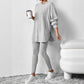 🔥SCONTO DEL 50%! 👚Completo da donna con felpa con cappuccio in maglia a coste e pantaloni