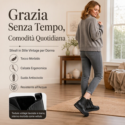 Stivali alla caviglia vintage etnici da donna
