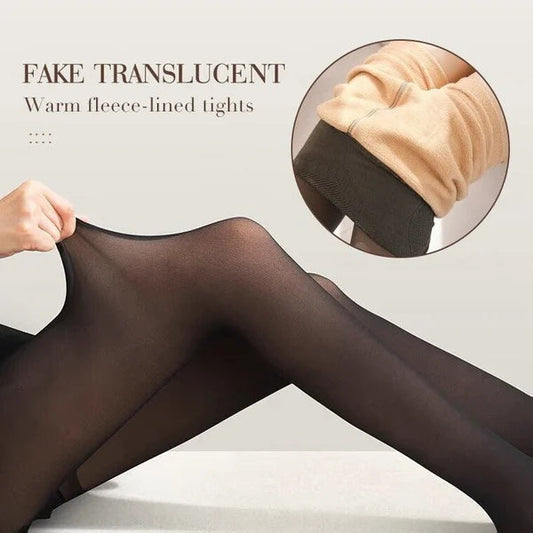 👗✨Collant elasticizzati con fodera in morbido peluche, effetto traslucido, per gambe perfette✨