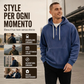 Felpa con cappuccio in velluto a coste da uomo casual con mezza zip
