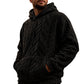 Felpa con cappuccio da uomo invernale foderata in pile, motivo jacquard, maniche lunghe, pullover per abbigliamento casual e outdoor