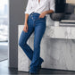 Jeans asimmetrici a vita alta con incrocio per donna