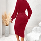 ⏰ Ultimo Giorno di Saldi – SCONTO 50% ✨Abito da donna aderente con scollo a V, maniche a lanterna e arricciature