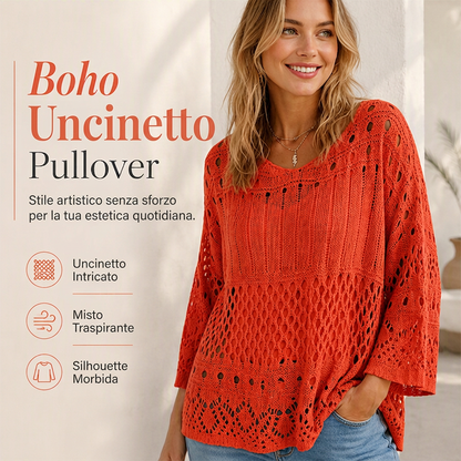 Maglione da donna in maglia uncinetto con scavi