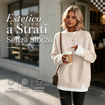 Maglione a maglia finta due pezzi da donna