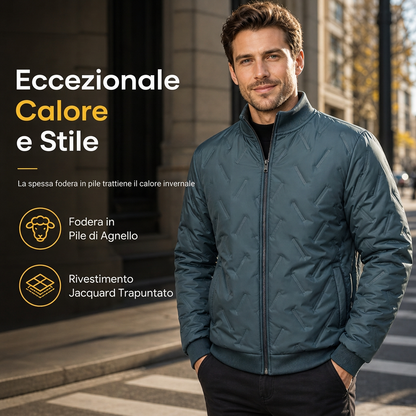 Cappotto imbottito da uomo con rivestimento in pile per l'inverno