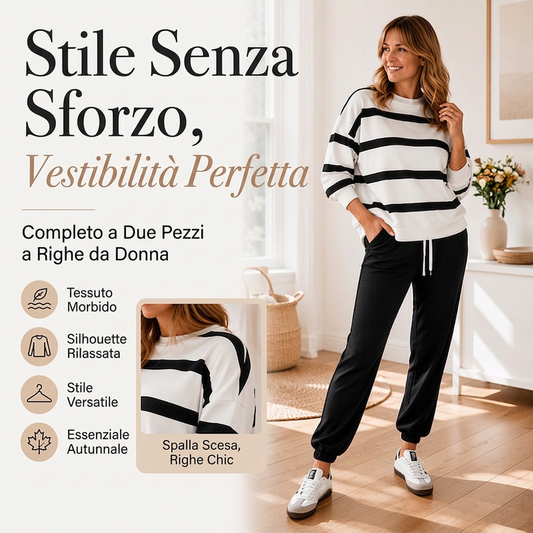⏰ Ultimo Giorno di Saldi – SCONTO 50% ✨Set da donna con felpa a righe e pantaloni jogger
