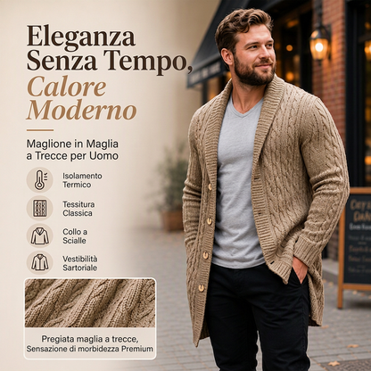 Cardigan da uomo a trecce medio-lungo