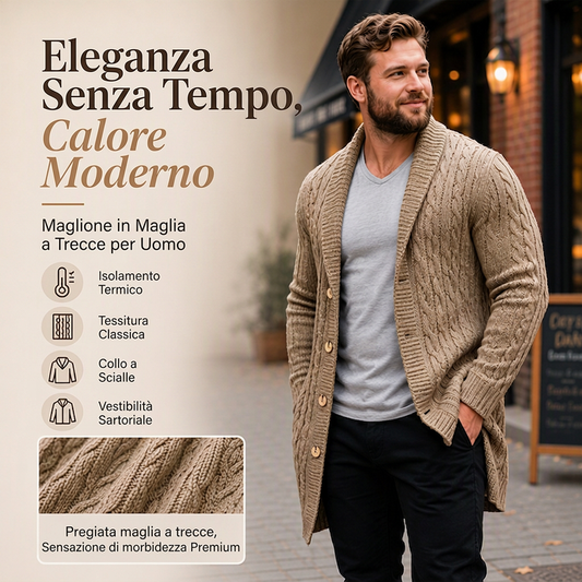 ⏰ Ultimo Giorno di Saldi – SCONTO 50% ✨Cardigan da uomo a trecce medio-lungo