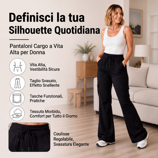 ⏰ Ultimo Giorno di Saldi – SCONTO 50% ✨Pantaloni cargo a zampa da donna con vita alta e coulisse