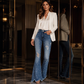 Jeans svasati strappati a vita alta da donna