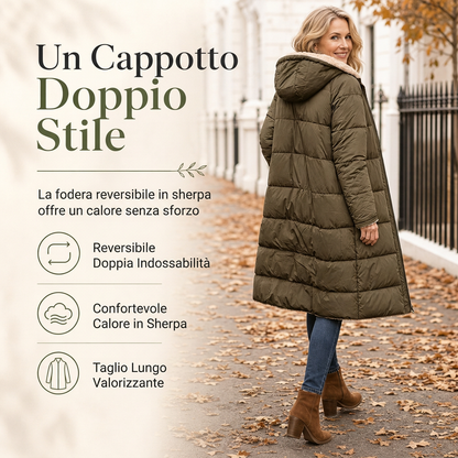 Cappotto imbottito slim-fit reversibile con cappuccio