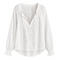 Camicia pullover in pizzo da donna elegante, vestibilità ampia e maniche lunghe
