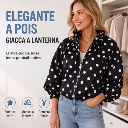 Giacca casual da donna con pois e cerniera