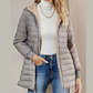 Cappotto invernale da donna trapuntato con cappuccio e cerniera, caldo