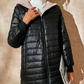 Cappotto invernale da donna trapuntato con cappuccio e cerniera, caldo