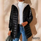 Cappotto invernale da donna trapuntato con cappuccio e cerniera, caldo