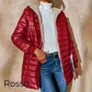 Cappotto invernale da donna trapuntato con cappuccio e cerniera, caldo