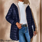 Cappotto invernale da donna trapuntato con cappuccio e cerniera, caldo