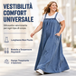 Abito lungo in denim oversize casual con bretelle da donna