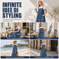 Abito lungo in denim oversize casual con bretelle da donna