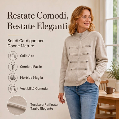 Giubbotto maglione casual da donna con doppie cerniere