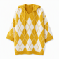🔥SCONTO DEL 50%! 👚Maglione lavorato a maglia con cappuccio, motivo a quadri, casual da donna