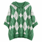 🔥SCONTO DEL 50%! 👚Maglione lavorato a maglia con cappuccio, motivo a quadri, casual da donna