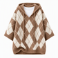 🔥SCONTO DEL 50%! 👚Maglione lavorato a maglia con cappuccio, motivo a quadri, casual da donna