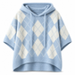 🔥SCONTO DEL 50%! 👚Maglione lavorato a maglia con cappuccio, motivo a quadri, casual da donna
