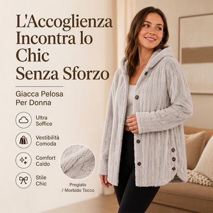 ⏰ Ultimo Giorno di Saldi – SCONTO 50% ✨Giacca di peluche con cappuccio da donna, vestibilità ampia