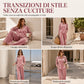 Completo da donna: camicia a maniche lunghe con bottoni e pantaloni a gamba larga
