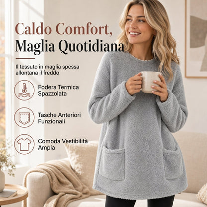 Maglia da donna calda a girocollo maniche lunghe