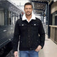 Giacca di jeans casual da uomo foderata in sherpa