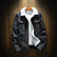 Giacca di jeans casual da uomo foderata in sherpa