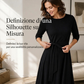 🔥SCONTO DEL 50%! 👗Abito midi da donna a coste modello A, con scollo a giro, maniche a 3/4 e tasche