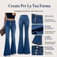Jeans a zampa stretch a vita alta da donna