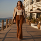 Jeans a zampa stretch a vita alta da donna