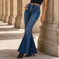 Jeans a zampa stretch a vita alta da donna