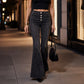 Jeans a zampa stretch a vita alta da donna