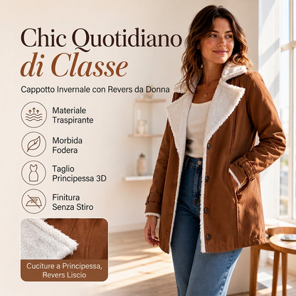 Giacca da donna con colletto a revers e fodera calda