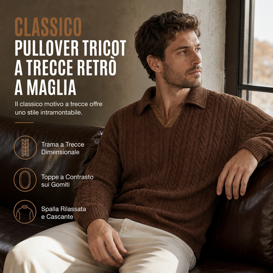 🔥SCONTO DEL 50%! 👔Felpa pullover da uomo casual a tinta unita con colletto