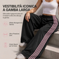 Pantaloni sportivi donna a gamba larga con bande laterali