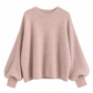 🔥SCONTO DEL 50%! 👚Maglione in maglia casual, girocollo, taglio ampio, maniche lunghe a pipistrello, tinta unita