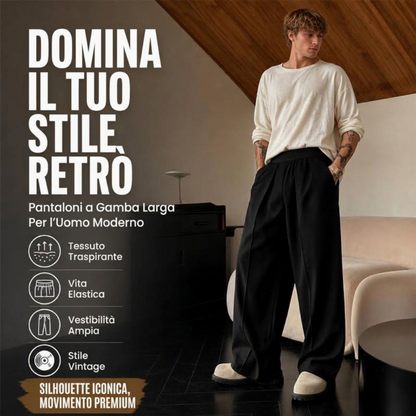 🔥SCONTO DEL 50%! 👖Pantaloni casual da uomo a gamba larga con pieghe