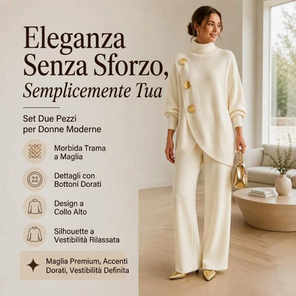 🔥SCONTO DEL 50%! 👚Completo donna elegante: maglione dolcevita e pantaloni a gamba larga