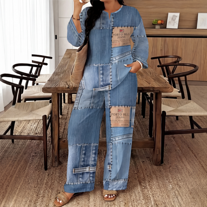 ⏰ Ultimo Giorno di Saldi – SCONTO 50% ✨Set da donna con top a maniche lunghe e pantaloni a gamba larga
