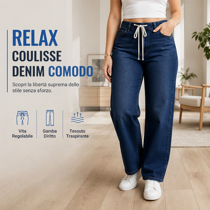 🔥SCONTO DEL 50%! 👖Jeans larghi casual da donna con coulisse