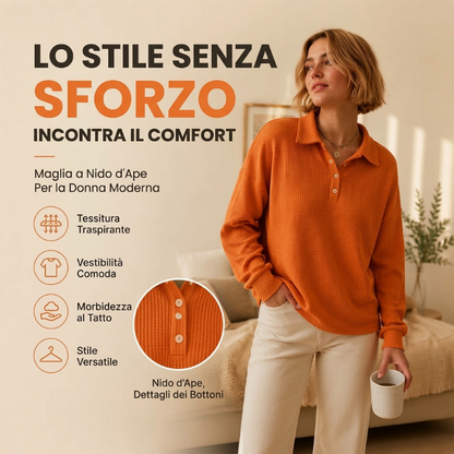 🔥SCONTO DEL 50%! 👚Top da donna casual in tessuto a nido d'ape